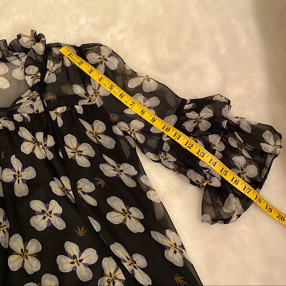 GLAM LOS ANGELES  | SHEER FLORAL BOHO RUFFLE SLEEVE BLOUSE - Picture 13 of 15